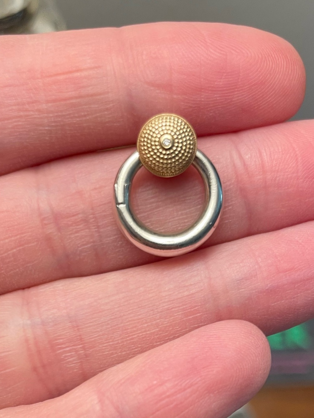Marla Aaron Micro Musgrave Lock in 14k gold and silver and diamond - Picture 8 of 10